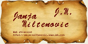 Janja Miltenović vizit kartica